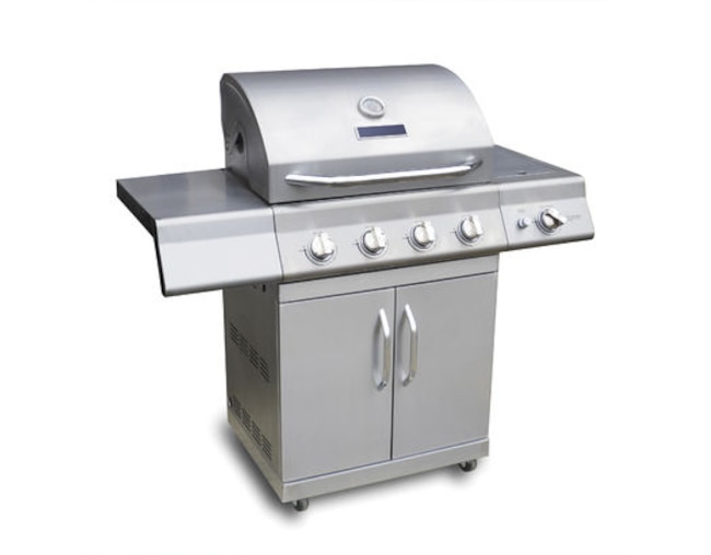 Barbecue gas grill in stainless steel, isolated