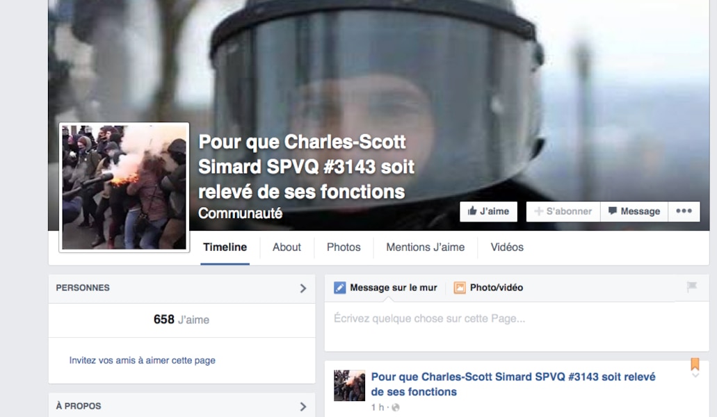 Page Facebook Pour que Charles-Scott Simard SPVQ #3143 soit relevé de ses fonctions.
